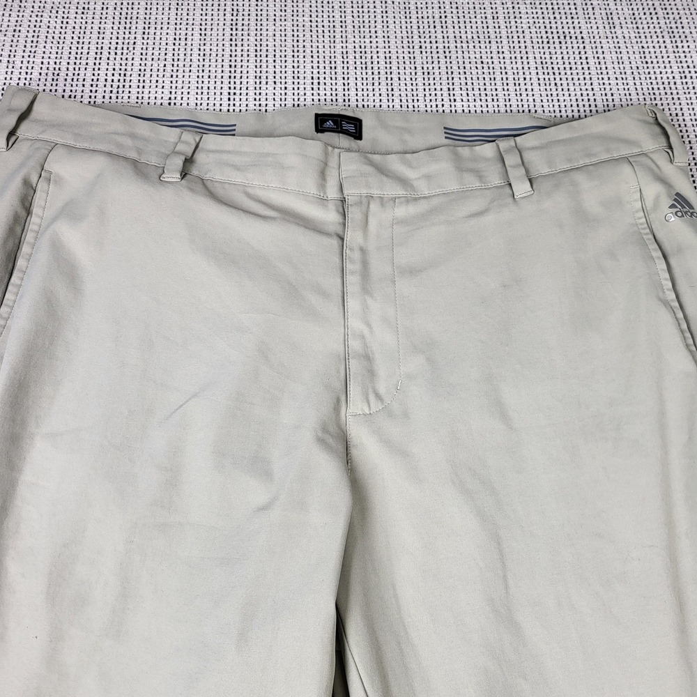 Adidas Pants Mens 38x32‎ Beige Chino Regular Fit Microfiber Casual Golf